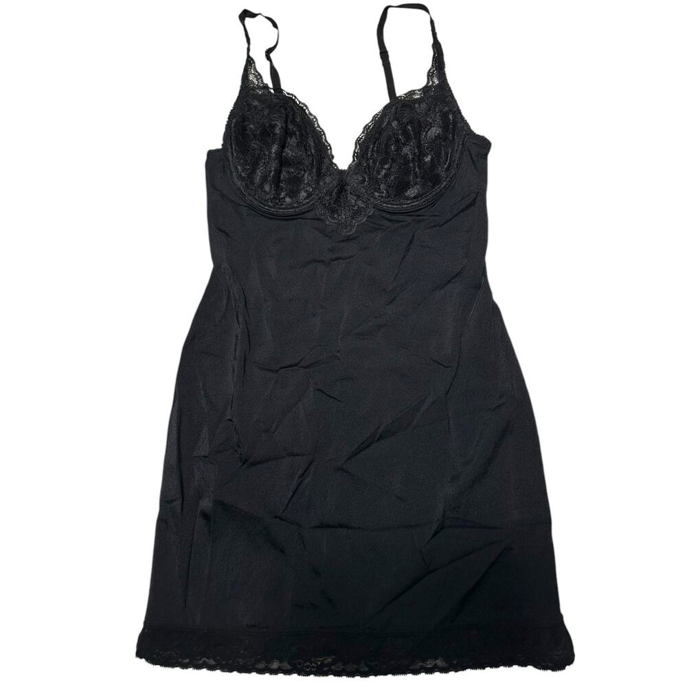Vintage Sears Black Full Slip Lingerie Chemise Size 34C